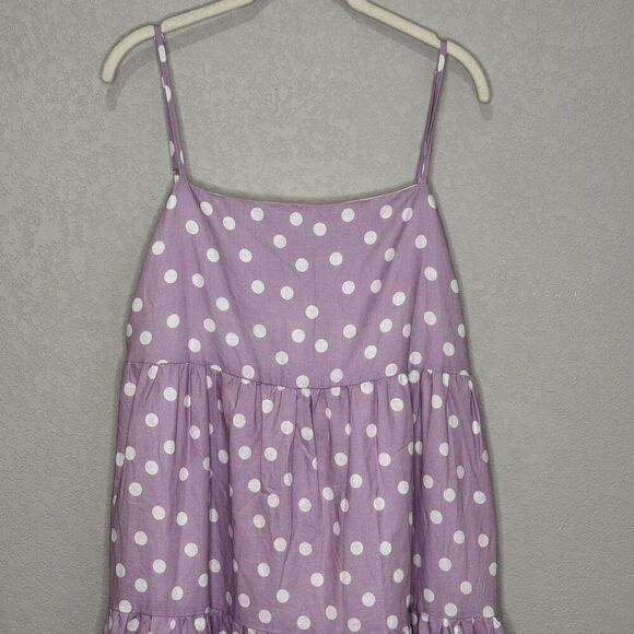 Charlie Holiday Isabella Maxi Dress Womens Medium Purple White Polka Dot Tiered - Picture 5 of 12